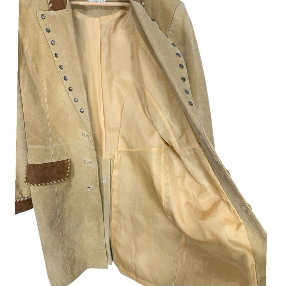 Vintage Lew Margam Suede Y2k Western Mid Length Leather Coat Size 8 - Picture 10 of 12